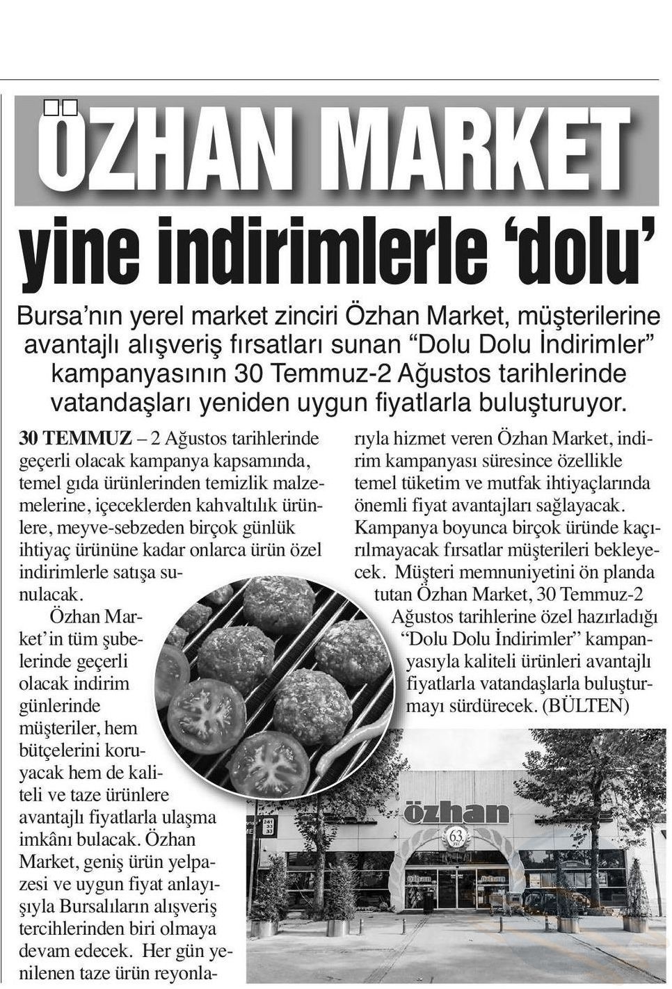 Özhan Market yine indirimlerle 